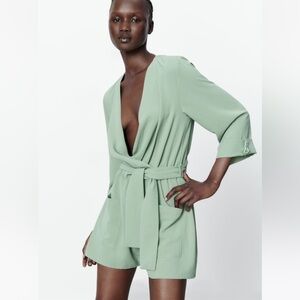 NEW ZARA SAGE GREEN MINT ROMPER